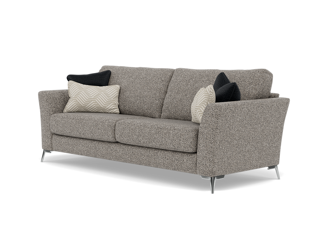 Chilton 3 Seater Sofa - 3 Seater Sofa Fabric — Chrome Feet / Barley Charcoal, gallery image 3
