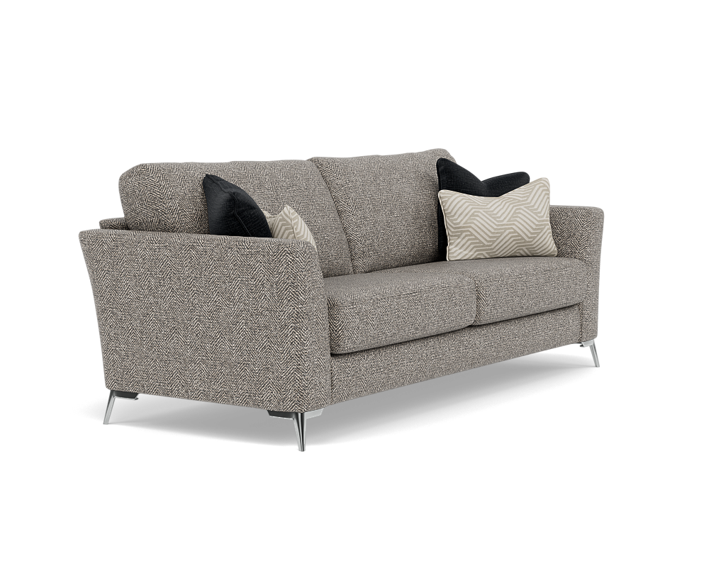 Chilton 3 Seater Sofa - 3 Seater Sofa Fabric — Chrome Feet / Barley Charcoal, gallery image 1