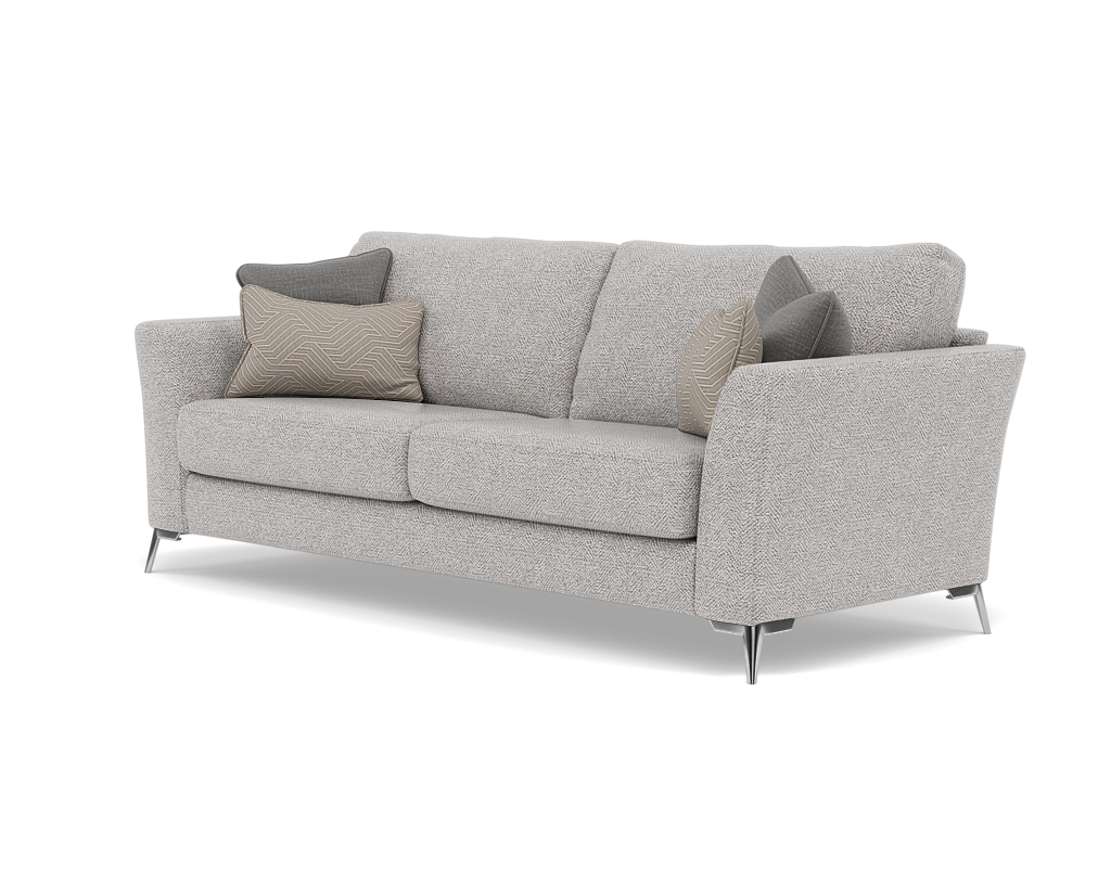 Chilton 3 Seater Sofa - 3 Seater Sofa Fabric — Chrome Feet / Barley Clay, gallery image 3