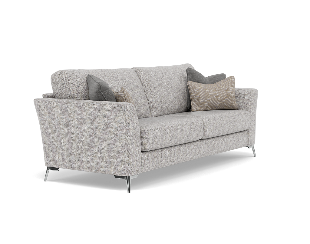 Chilton 3 Seater Sofa - 3 Seater Sofa Fabric — Chrome Feet / Barley Clay, gallery image 1