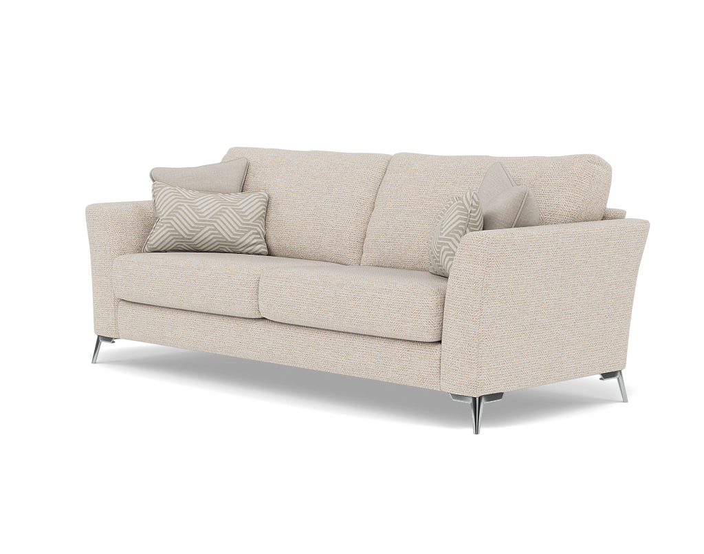 Chilton 3 Seater Sofa - 3 Seater Sofa Fabric — Chrome Feet / Barley Linen, gallery image 3