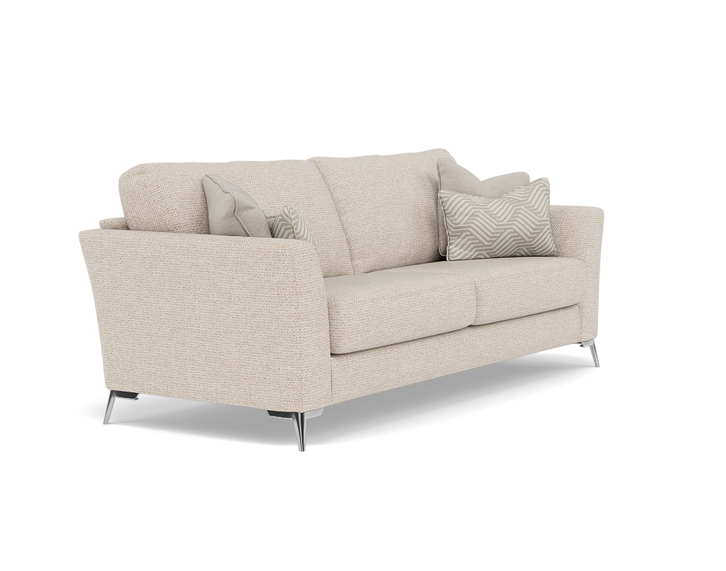Chilton 3 Seater Sofa - 3 Seater Sofa Fabric — Chrome Feet / Barley Linen, gallery image 1