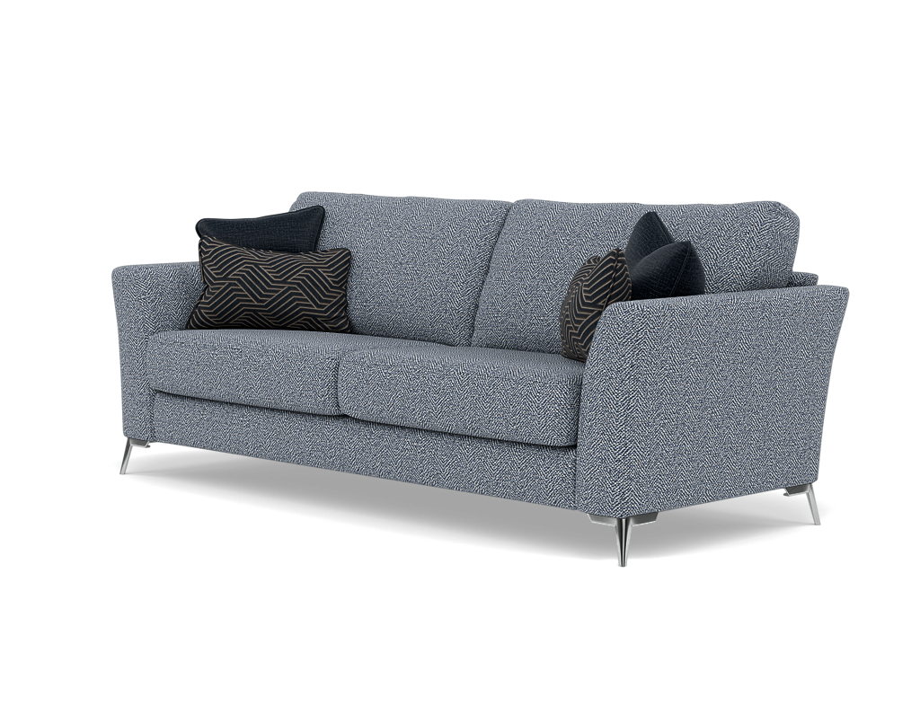 Chilton 3 Seater Sofa - 3 Seater Sofa Fabric — Chrome Feet / Barley Marine, gallery image 3