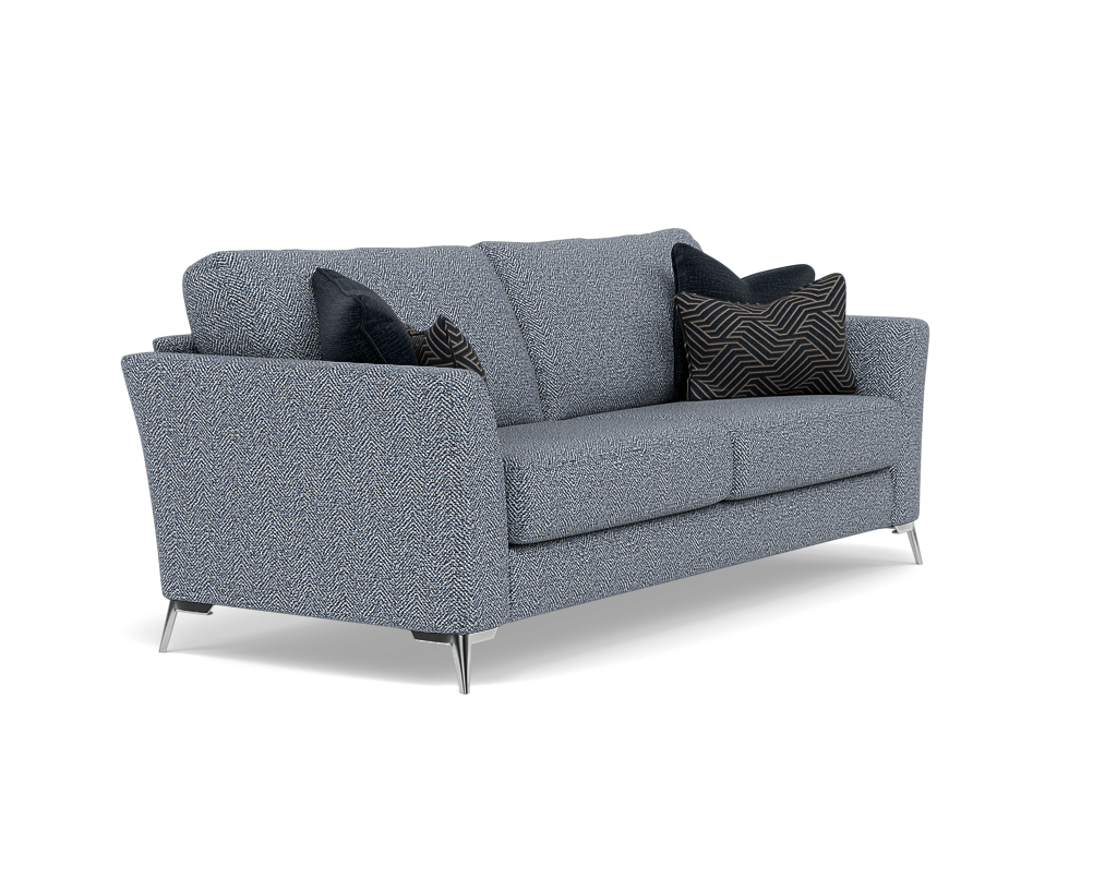 Chilton 3 Seater Sofa - 3 Seater Sofa Fabric — Chrome Feet / Barley Marine, gallery image 1