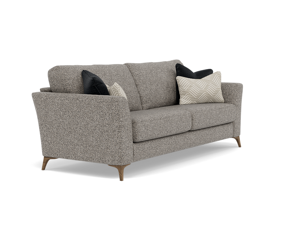 Chilton 3 Seater Sofa - 3 Seater Sofa Fabric — Smoke Feet / Barley Charcoal, gallery image 1