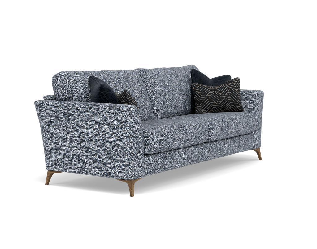 Chilton 3 Seater Sofa - 3 Seater Sofa Fabric — Smoke Feet / Barley Marine, gallery image 1