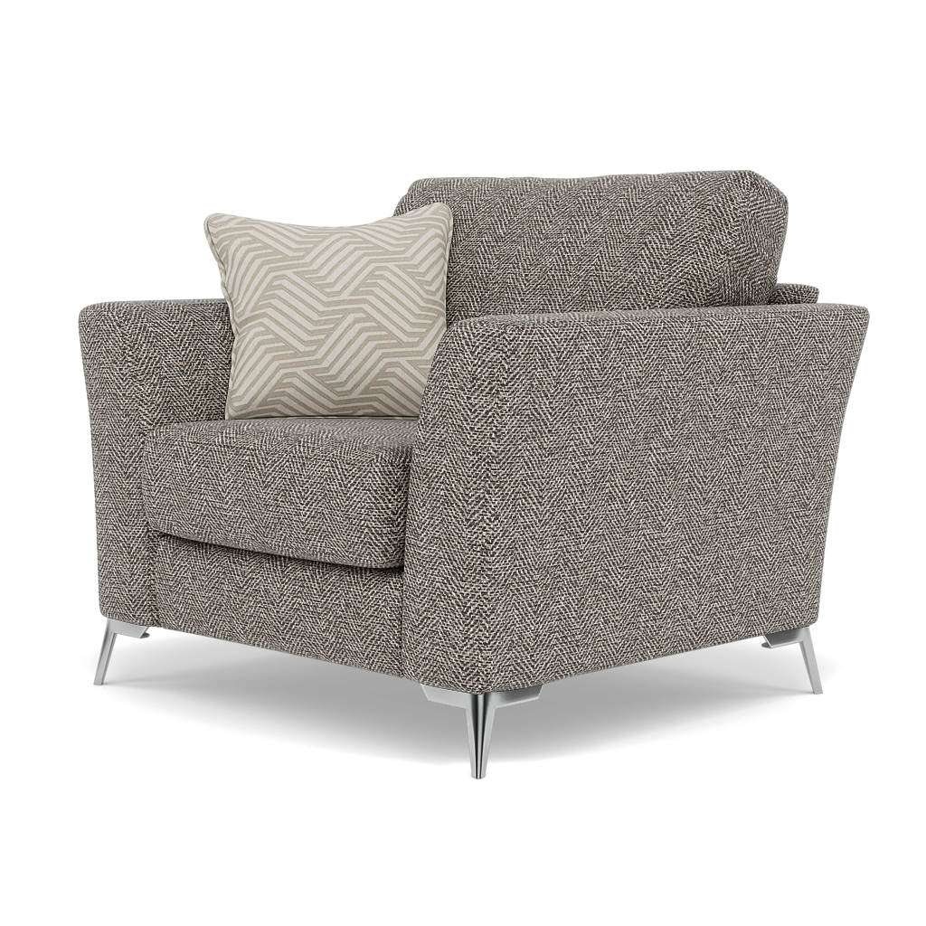 Chilton Armchair - Chair Fabric — Chrome Feet / Barley Charcoal, gallery image 3