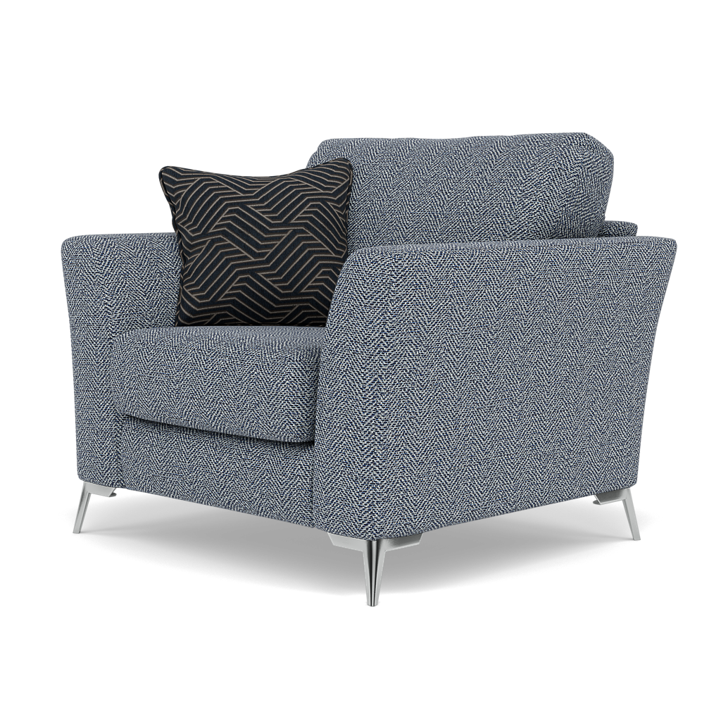 Chilton Armchair - Chair Fabric — Chrome Feet / Barley Marine, gallery image 3