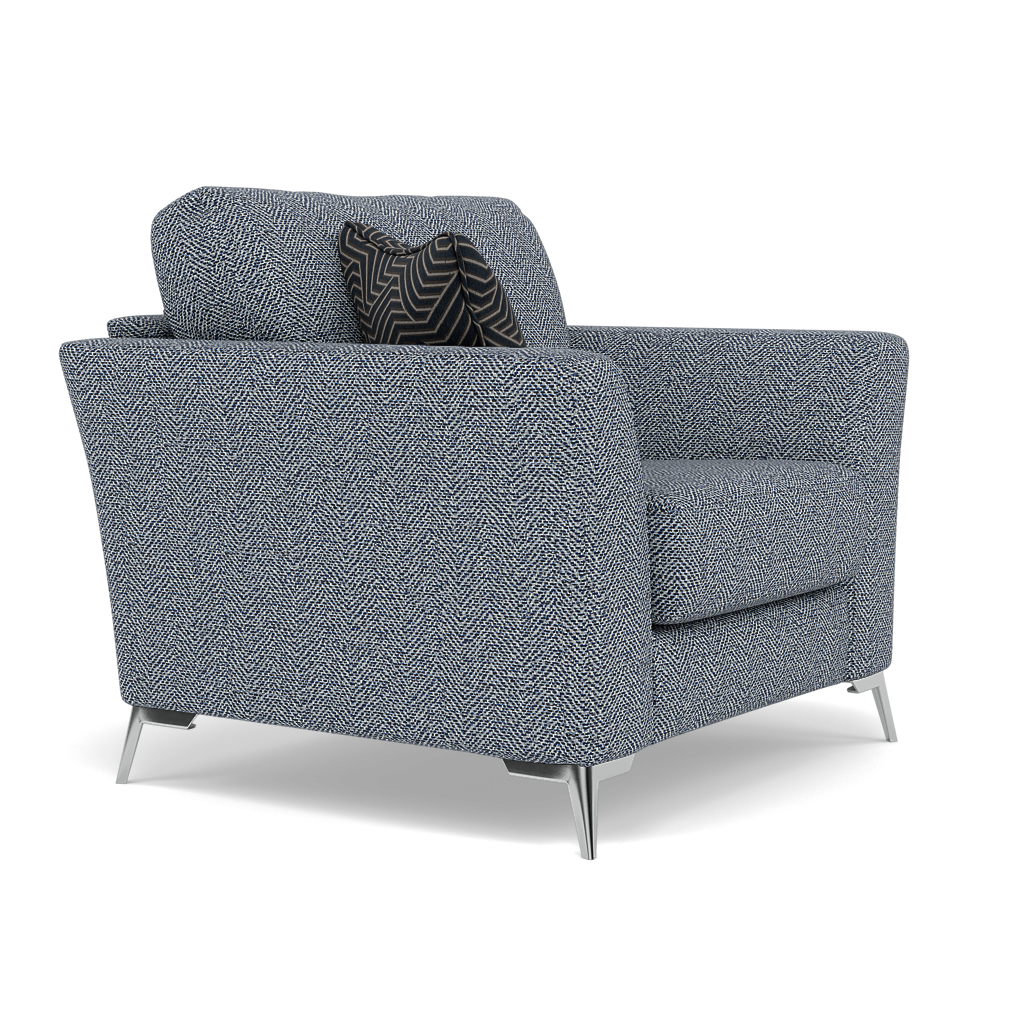 Chilton Armchair - Chair Fabric — Chrome Feet / Barley Marine, gallery image 1