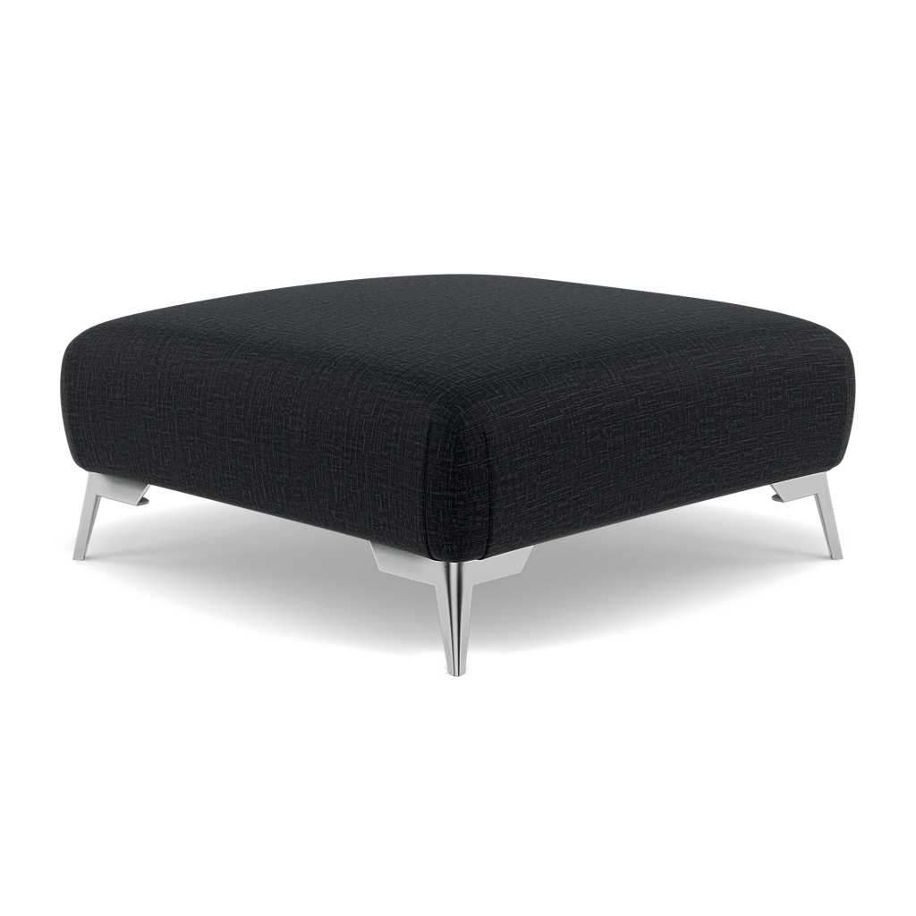 Chilton Footstool - Designer Stool Fabric — Chrome Feet / Kobe Charcoal, gallery image 3