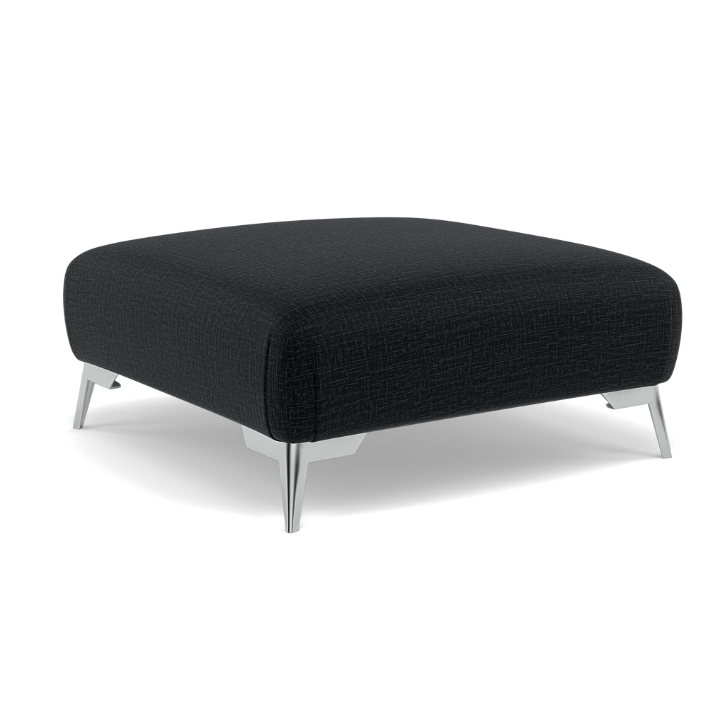 Chilton Footstool - Designer Stool Fabric — Chrome Feet / Kobe Charcoal, gallery image 1