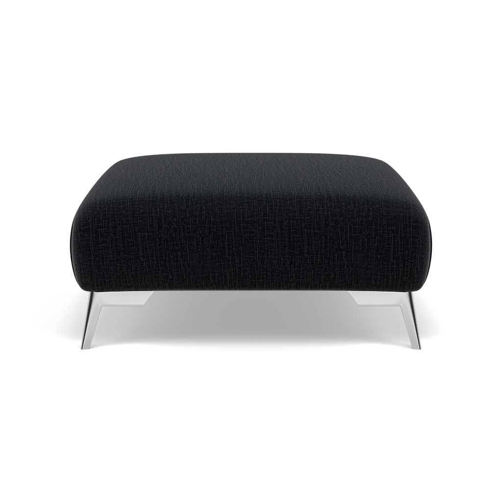 Chilton Footstool - Designer Stool Fabric — Chrome Feet / Kobe Charcoal, gallery image 2