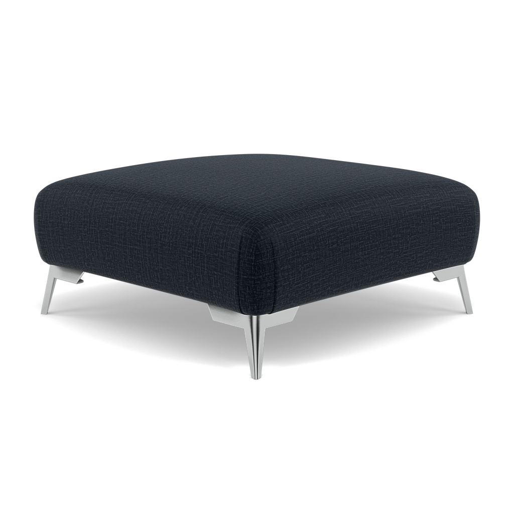Chilton Footstool - Designer Stool Fabric — Chrome Feet / Kobe Ink, gallery image 3