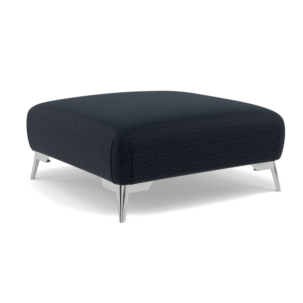 Chilton Footstool - Designer Stool Fabric — Chrome Feet / Kobe Ink, gallery image 1