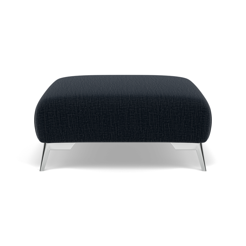 Chilton Footstool - Designer Stool Fabric — Chrome Feet / Kobe Ink, gallery image 2