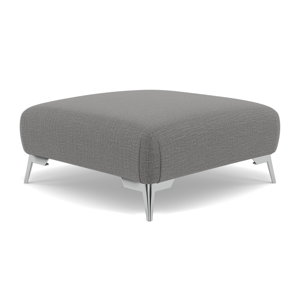 Chilton Footstool - Designer Stool Fabric — Chrome Feet / Kobe Lead, gallery image 3