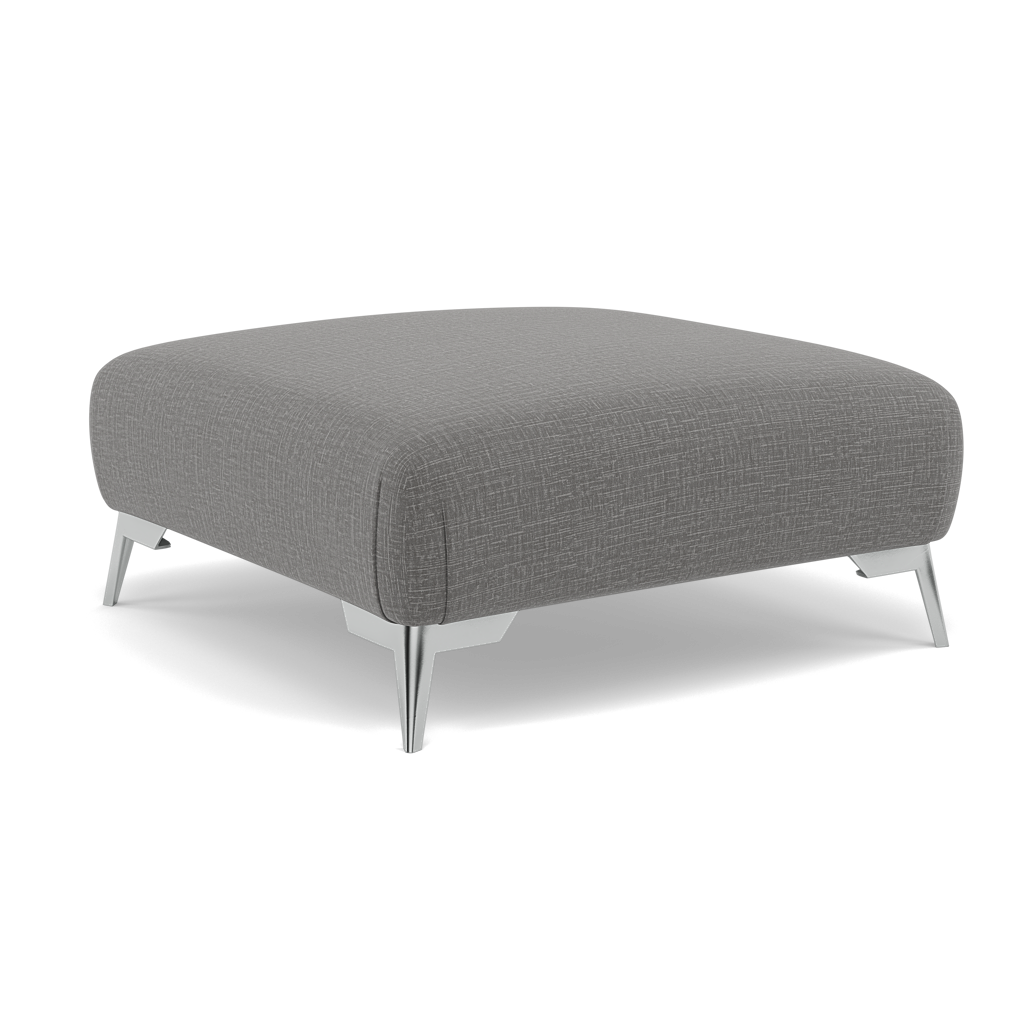 Chilton Footstool - Designer Stool Fabric — Chrome Feet / Kobe Lead, gallery image 1