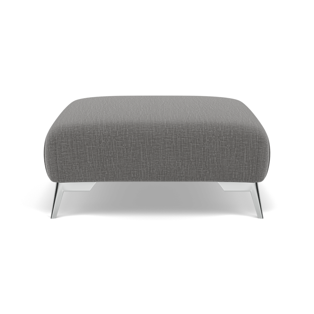 Chilton Footstool - Designer Stool Fabric — Chrome Feet / Kobe Lead, gallery image 2