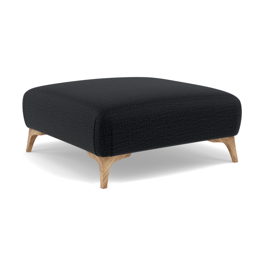 Chilton Footstool - Designer Stool Fabric — Light Feet / Kobe Charcoal, gallery image 1