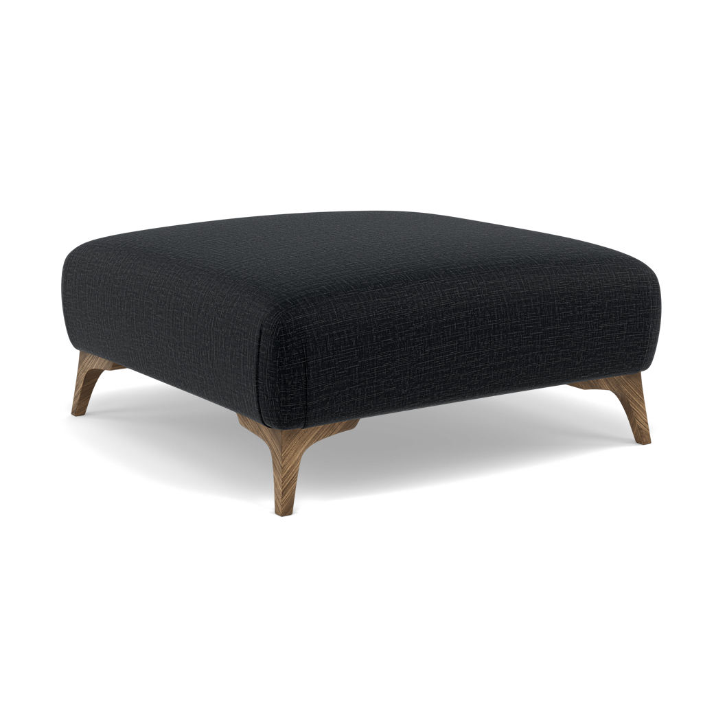 Chilton Footstool - Designer Stool Fabric — Smoke Feet / Kobe Charcoal, gallery image 1