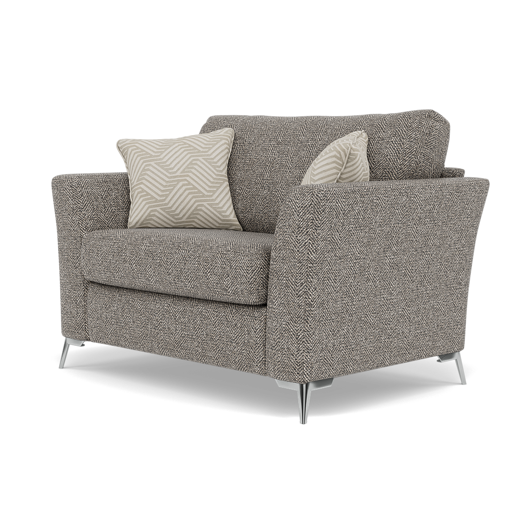 Chilton Loveseat - Cuddler Sofa Fabric — Chrome Feet / Barley Charcoal, gallery image 3