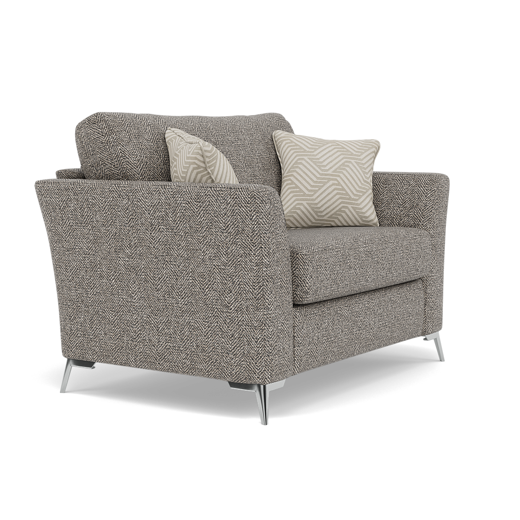 Chilton Loveseat - Cuddler Sofa Fabric — Chrome Feet / Barley Charcoal, gallery image 1