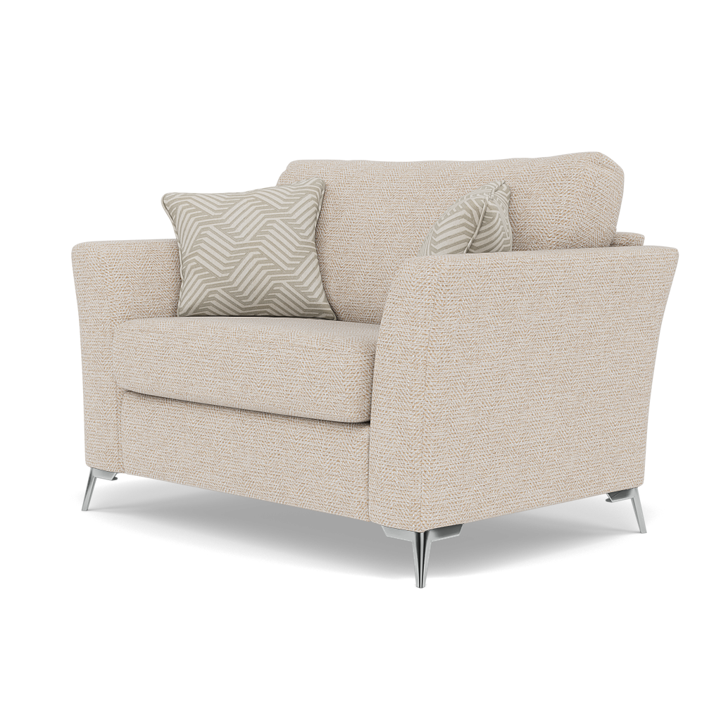 Chilton Loveseat - Cuddler Sofa Fabric — Chrome Feet / Barley Linen, gallery image 3