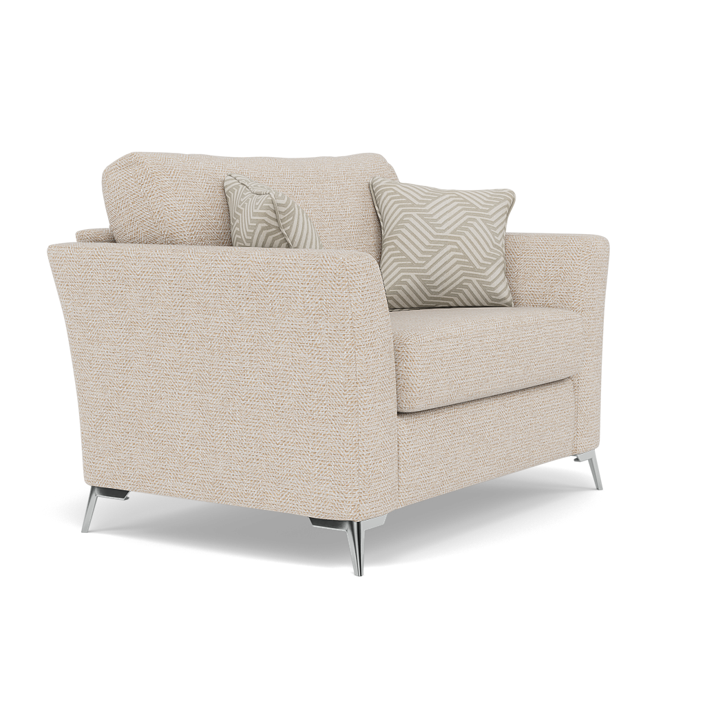 Chilton Loveseat - Cuddler Sofa Fabric — Chrome Feet / Barley Linen, gallery image 1