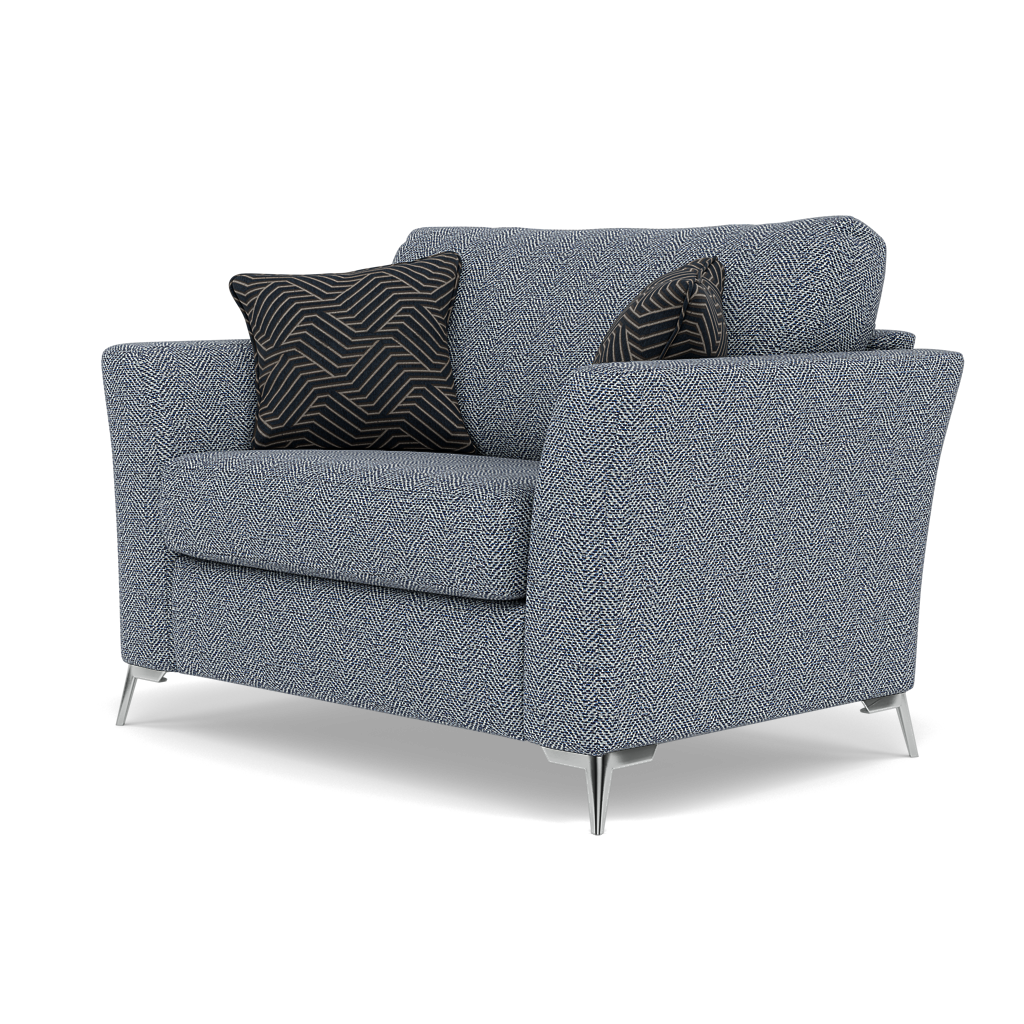 Chilton Loveseat - Cuddler Sofa Fabric — Chrome Feet / Barley Marine, gallery image 3