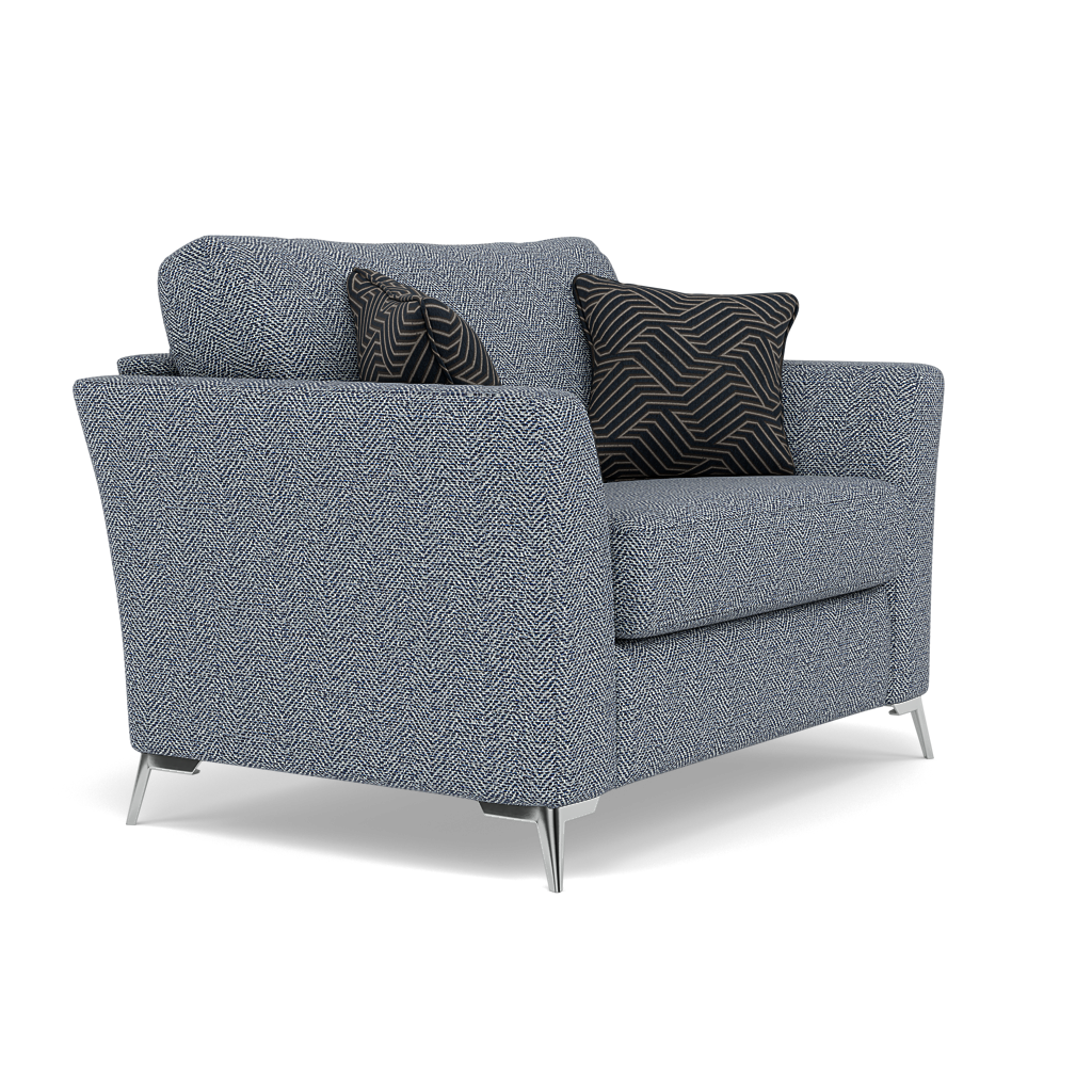 Chilton Loveseat - Cuddler Sofa Fabric — Chrome Feet / Barley Marine, gallery image 1
