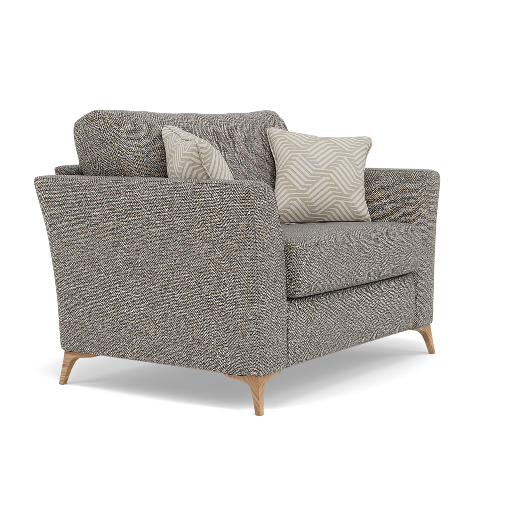 Chilton Loveseat - Cuddler Sofa Fabric — Light Feet / Barley Charcoal, gallery image 1