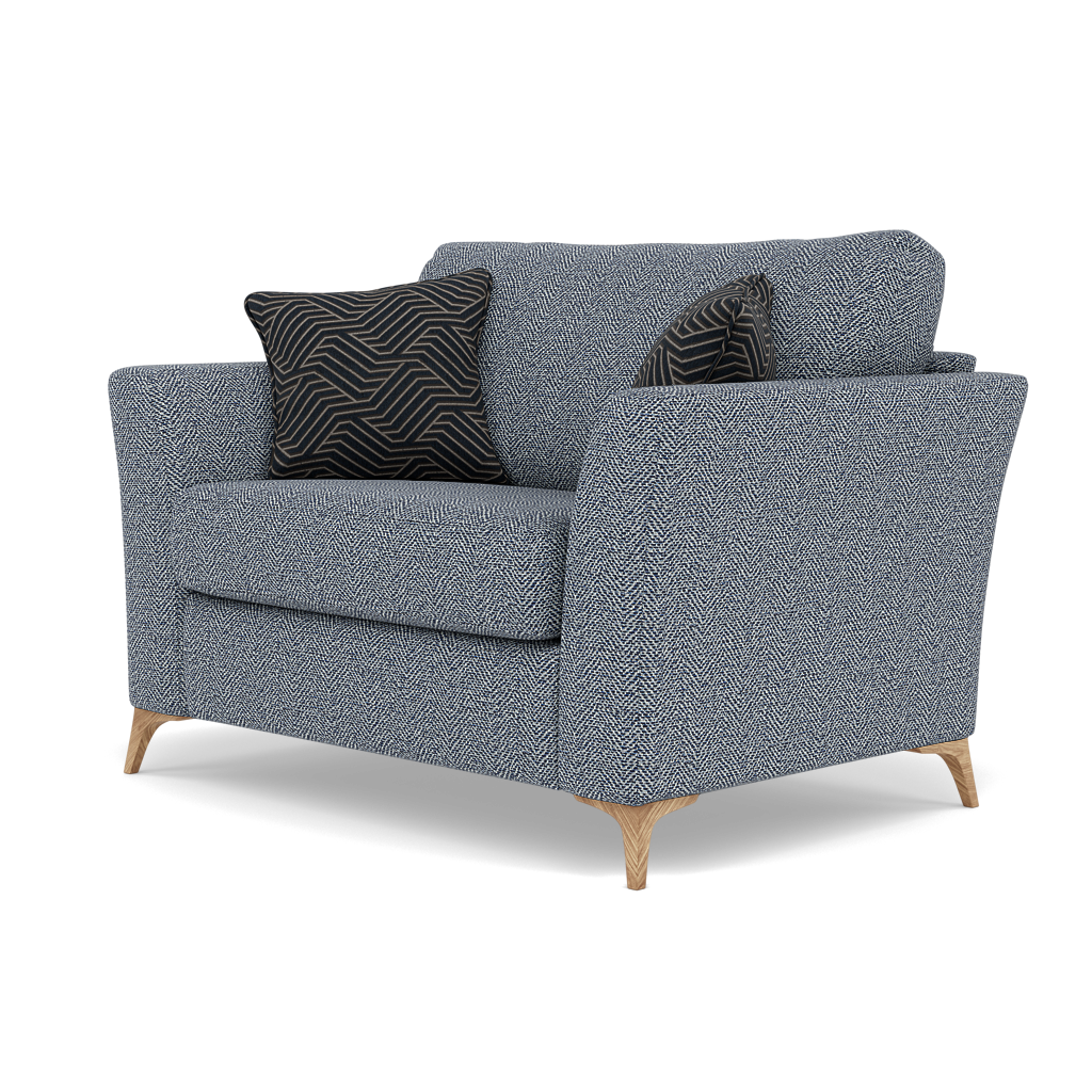 Chilton Loveseat - Cuddler Sofa Fabric — Light Feet / Barley Marine, gallery image 3