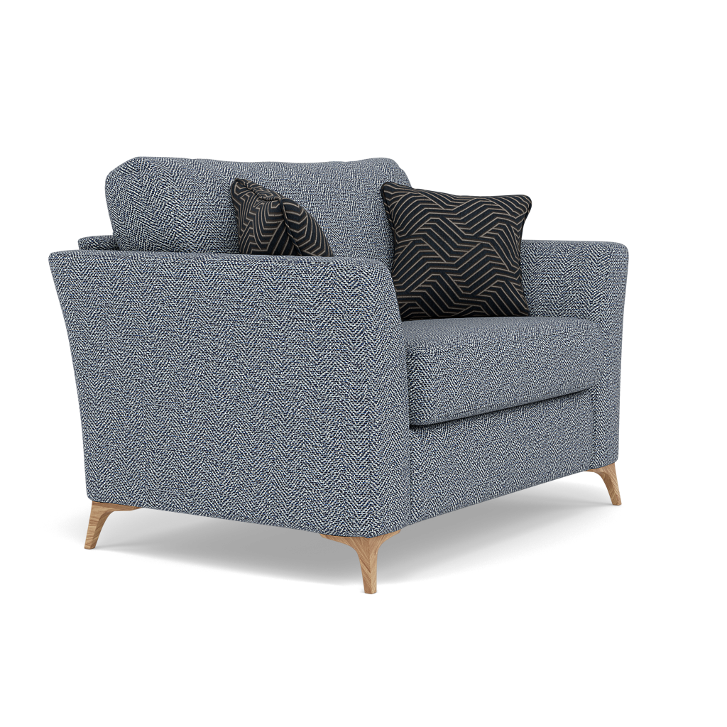 Chilton Loveseat - Cuddler Sofa Fabric — Light Feet / Barley Marine, gallery image 1