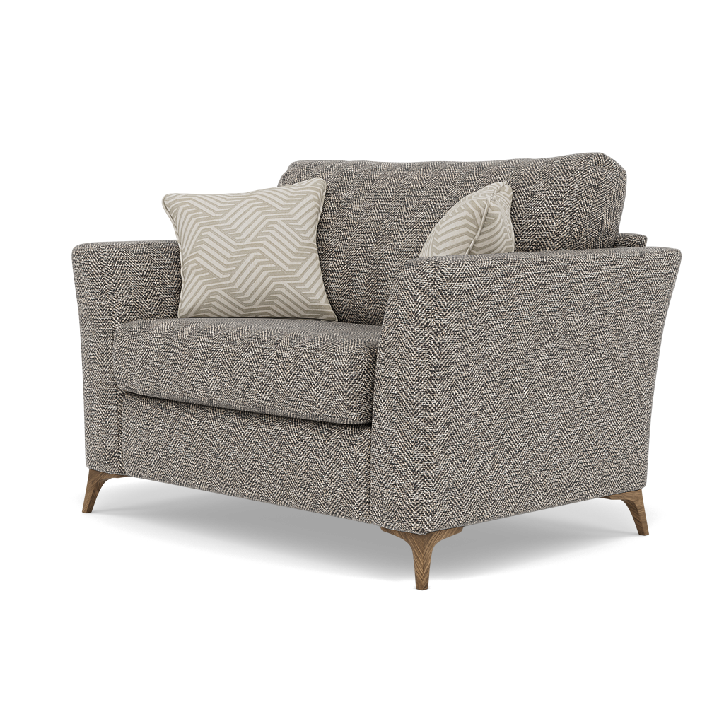 Chilton Loveseat - Cuddler Sofa Fabric — Smoke Feet / Barley Charcoal, gallery image 3