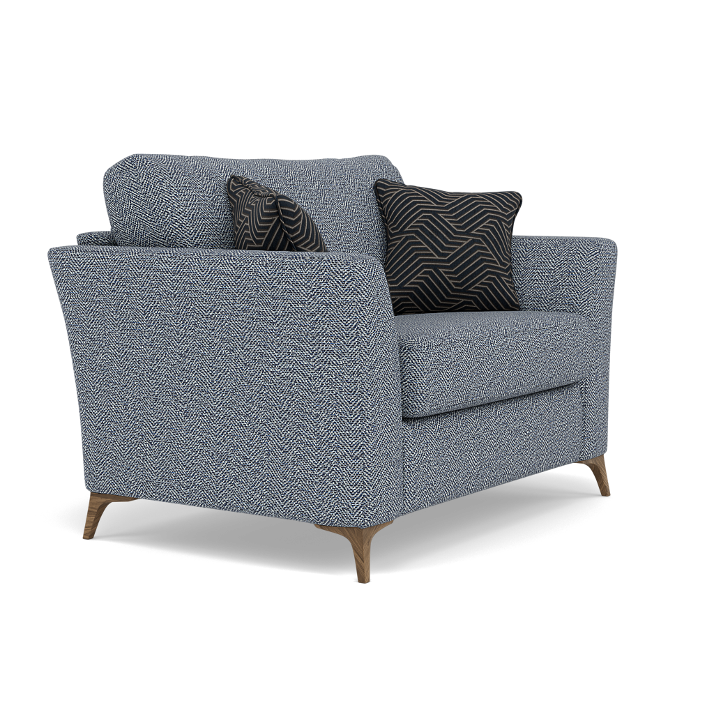 Chilton Loveseat - Cuddler Sofa Fabric — Smoke Feet / Barley Marine, gallery image 1