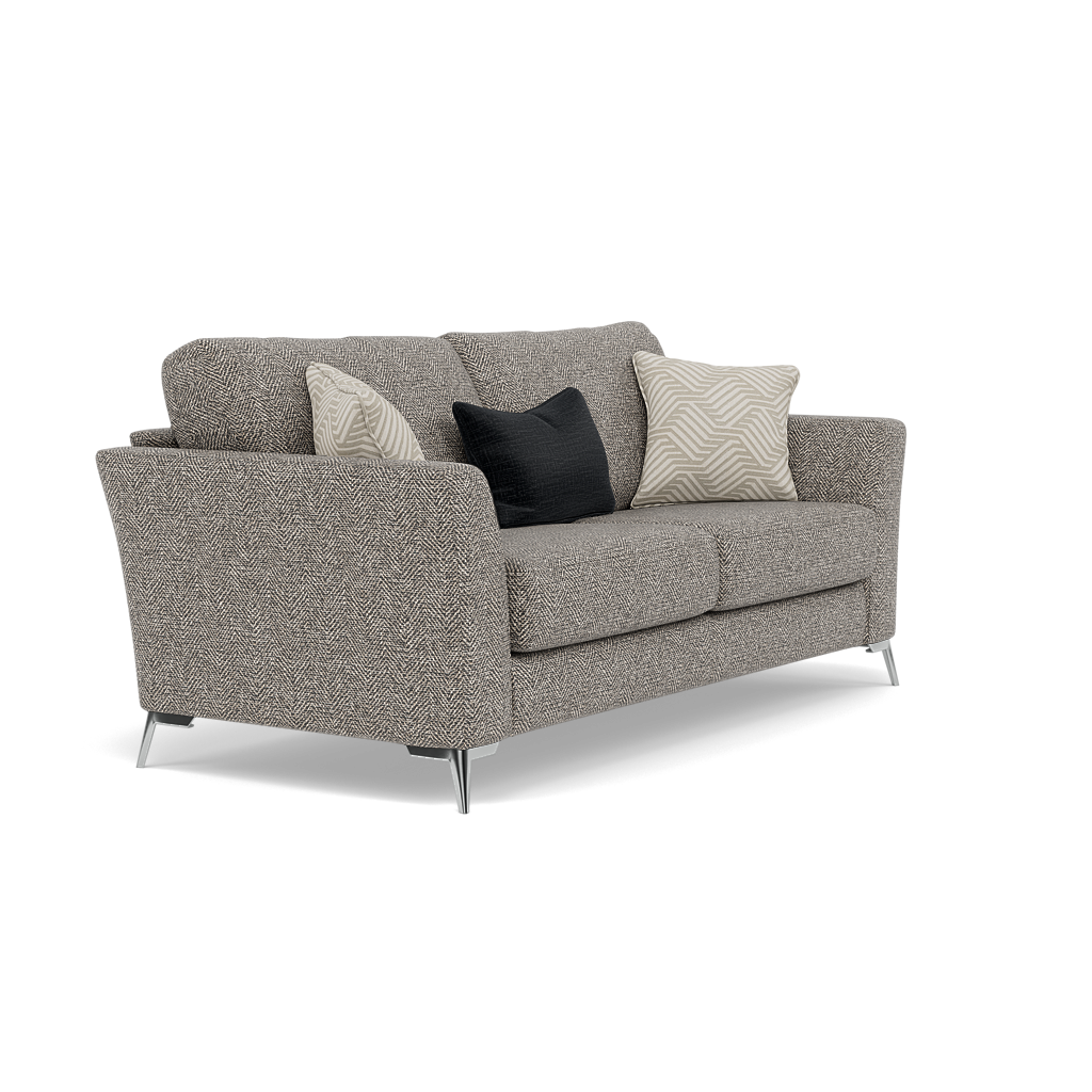Chilton Small 3 Seater Sofa - 2.5 Seater Sofa Fabric — Chrome Feet / Barley Charcoal, gallery image 1