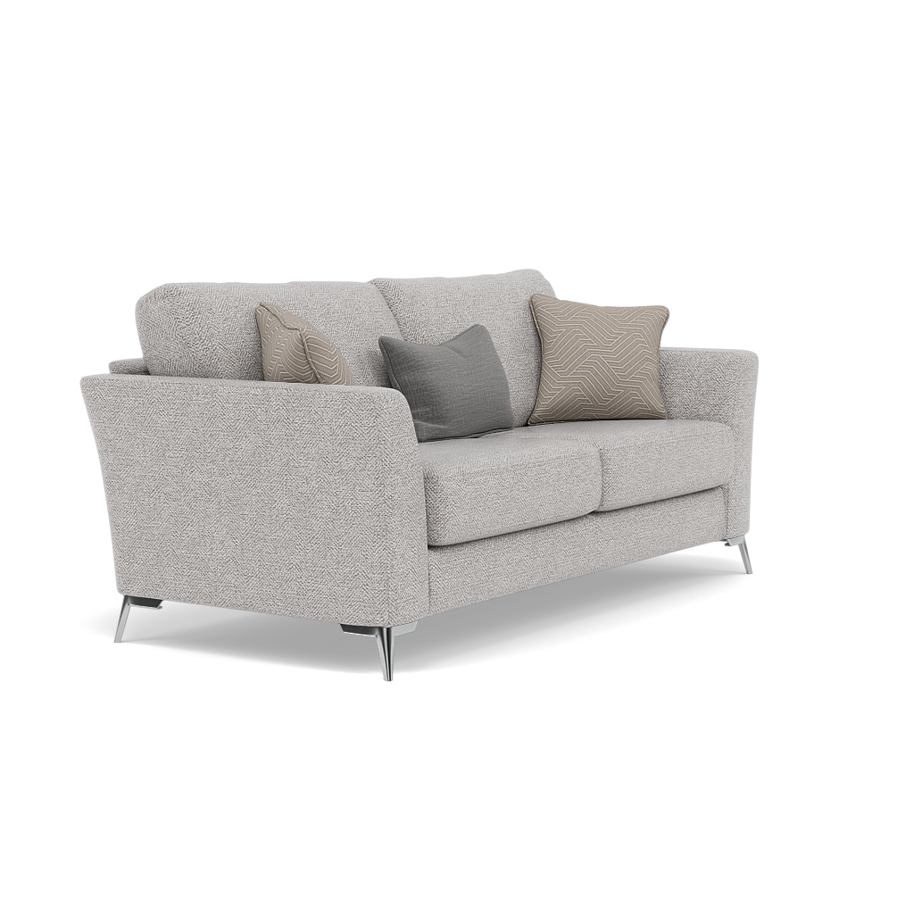 Chilton Small 3 Seater Sofa - 2.5 Seater Sofa Fabric — Chrome Feet / Barley Clay, gallery image 1