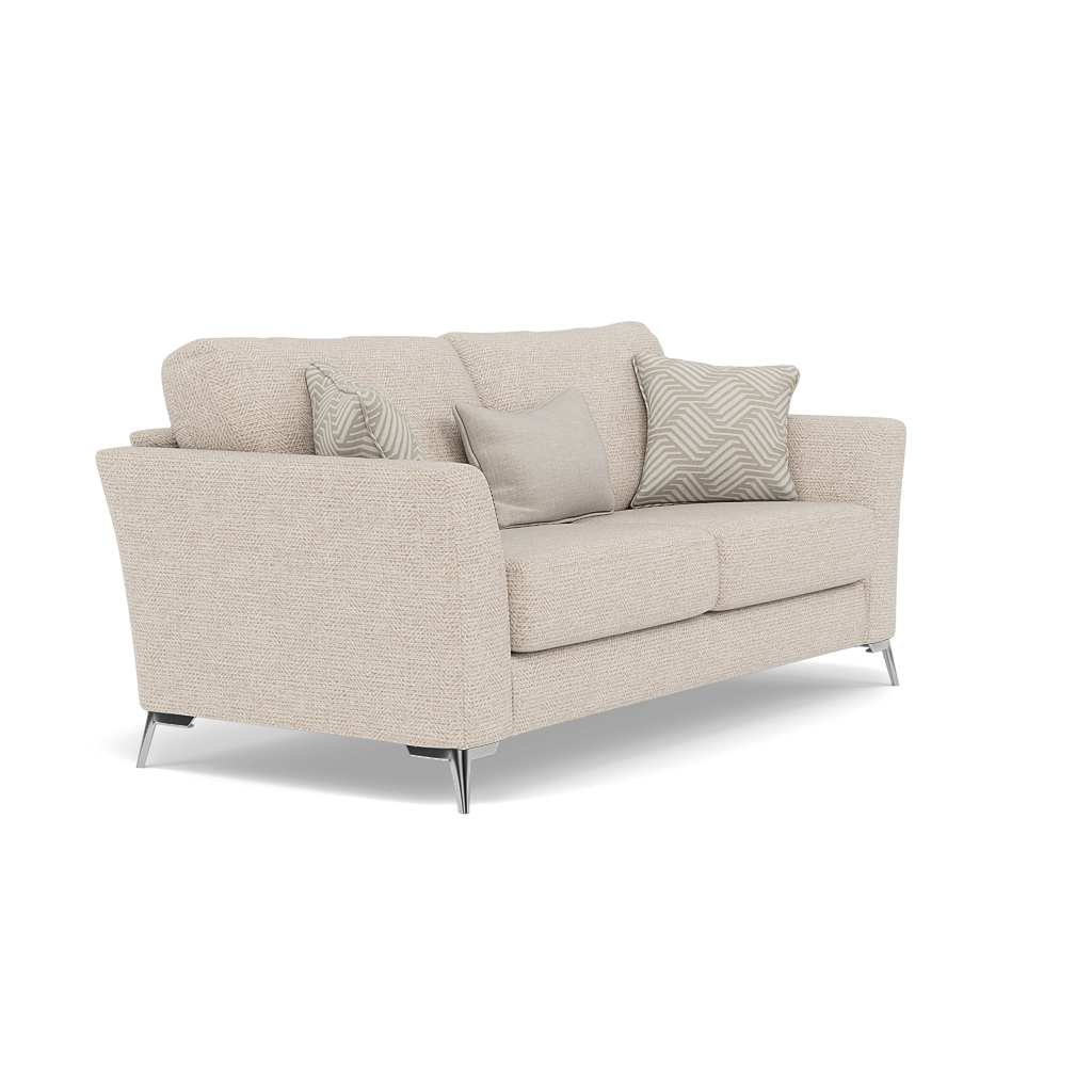 Chilton Small 3 Seater Sofa - 2.5 Seater Sofa Fabric — Chrome Feet / Barley Linen, gallery image 1
