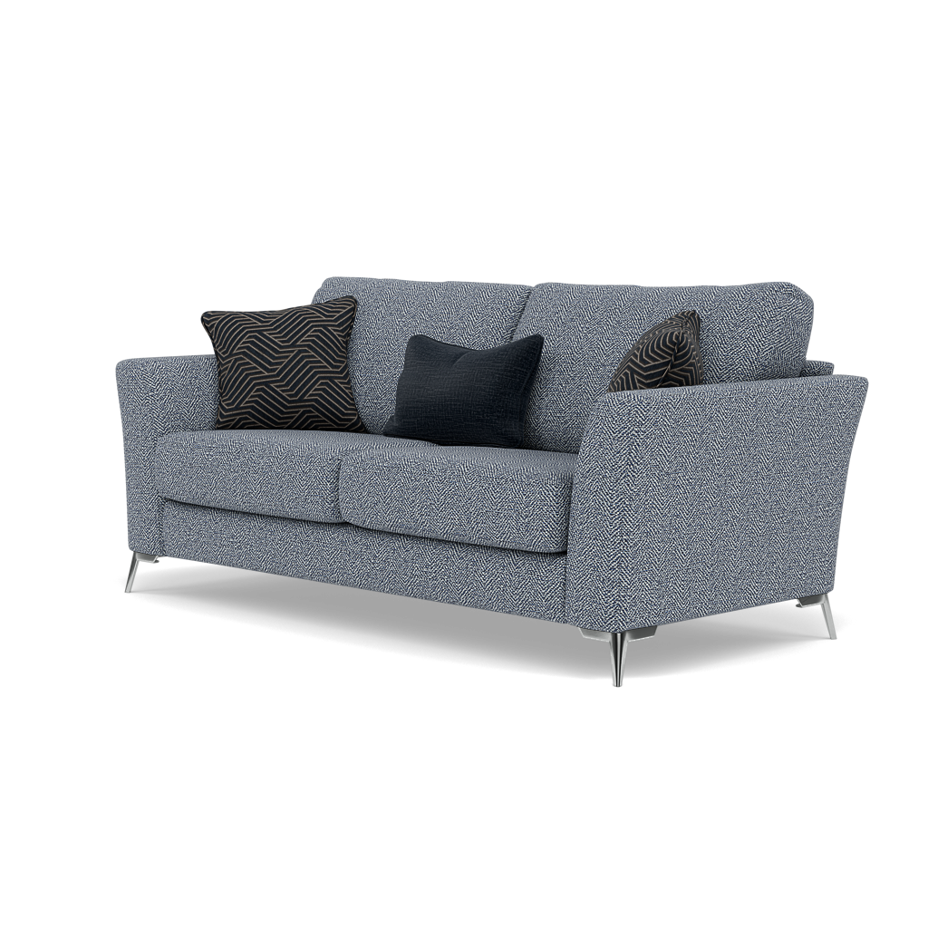 Chilton Small 3 Seater Sofa - 2.5 Seater Sofa Fabric — Chrome Feet / Barley Marine, gallery image 3