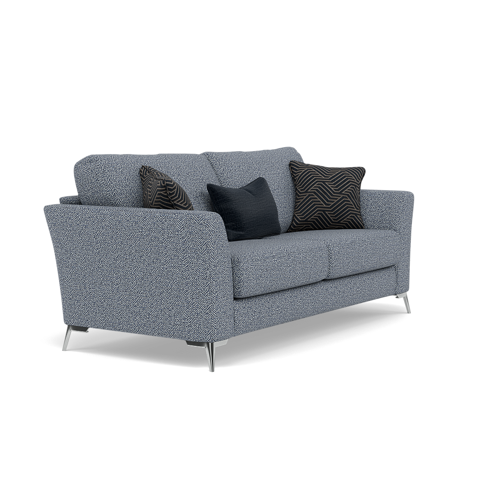 Chilton Small 3 Seater Sofa - 2.5 Seater Sofa Fabric — Chrome Feet / Barley Marine, gallery image 1