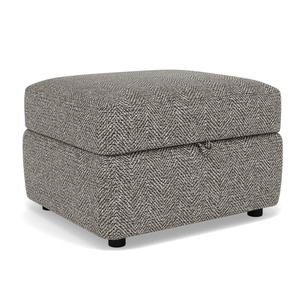 Chilton Storage Footstool - Storage Stool Fabric — Barley Charcoal, gallery image 1