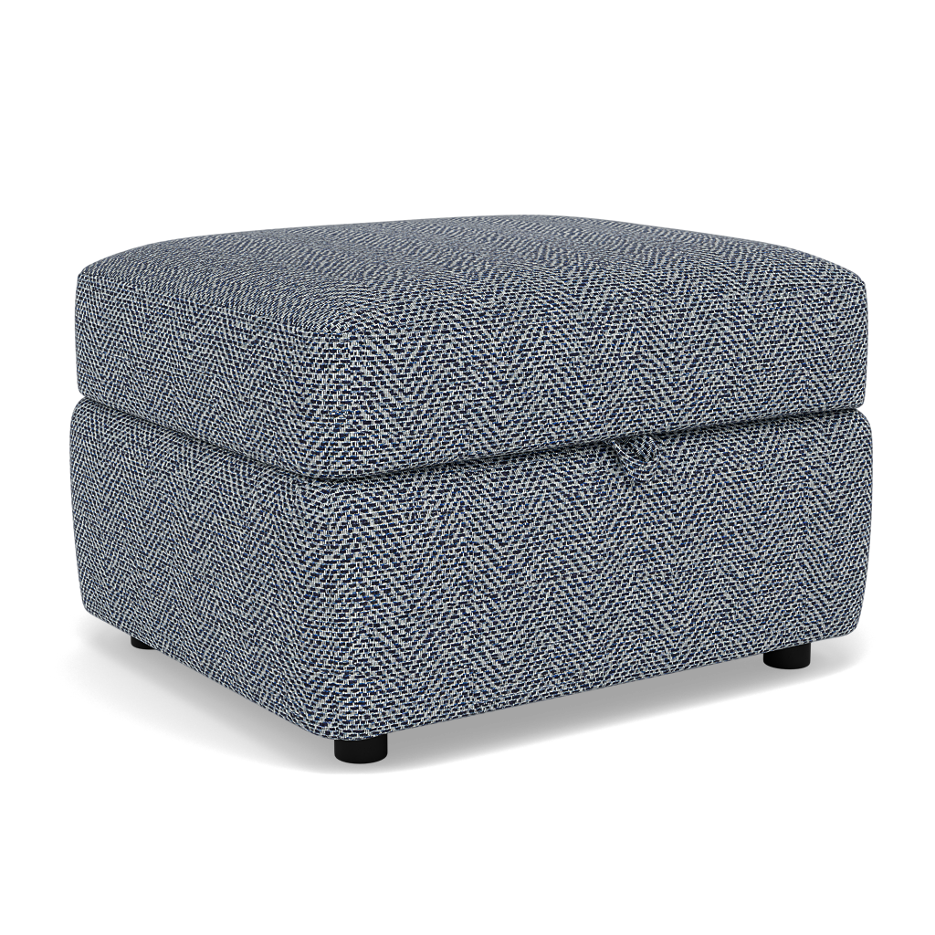 Chilton Storage Footstool - Storage Stool Fabric — Barley Marine, gallery image 1