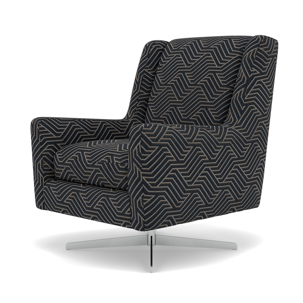 Chilton Swivel Armchair - Swivel Accent Chair Accent Fabric — Capri Obsidin, gallery image 3