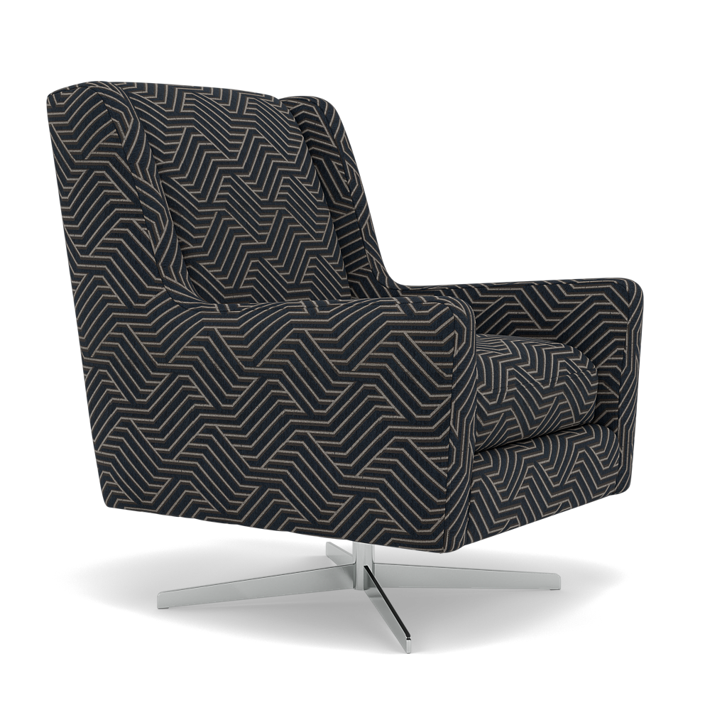 Chilton Swivel Armchair - Swivel Accent Chair Accent Fabric — Capri Obsidin, gallery image 1