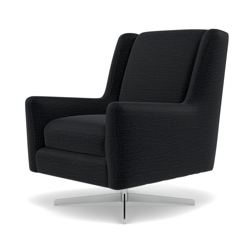 Chilton Swivel Armchair - Swivel Chair Fabric — Kobe Charcoal, gallery image 3