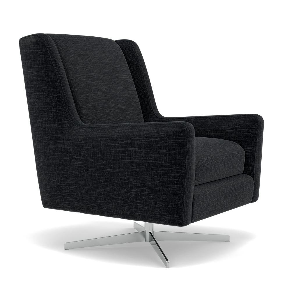 Chilton Swivel Armchair - Swivel Chair Fabric — Kobe Charcoal, gallery image 1