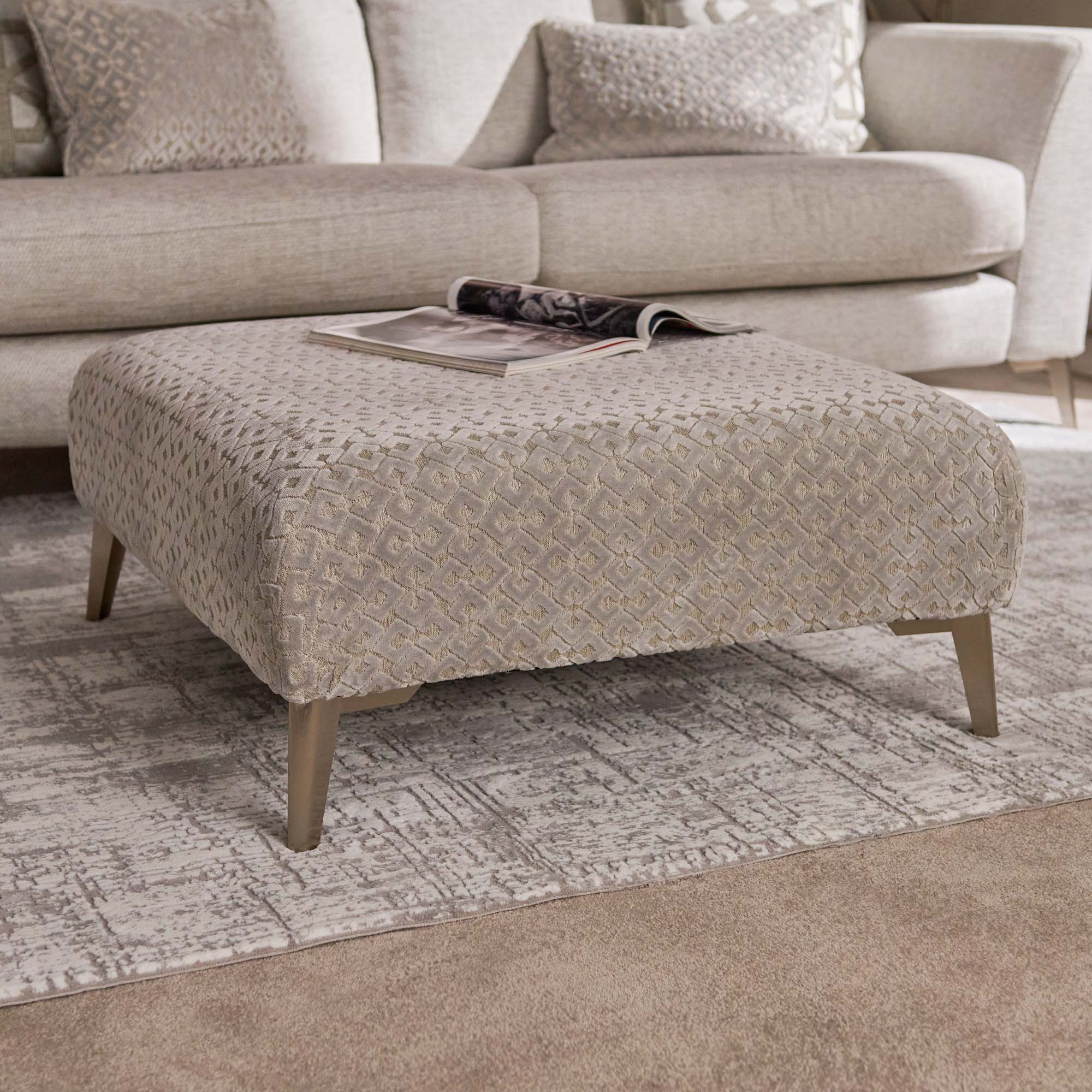 Chilton Footstool - Designer Stool Fabric Footstools Sterling Home 2