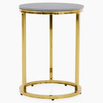 Circo Side Table - Round End Table Black & Gold Ceramic Top/Gold Powder Coat Legs Tables Sterling Home 1