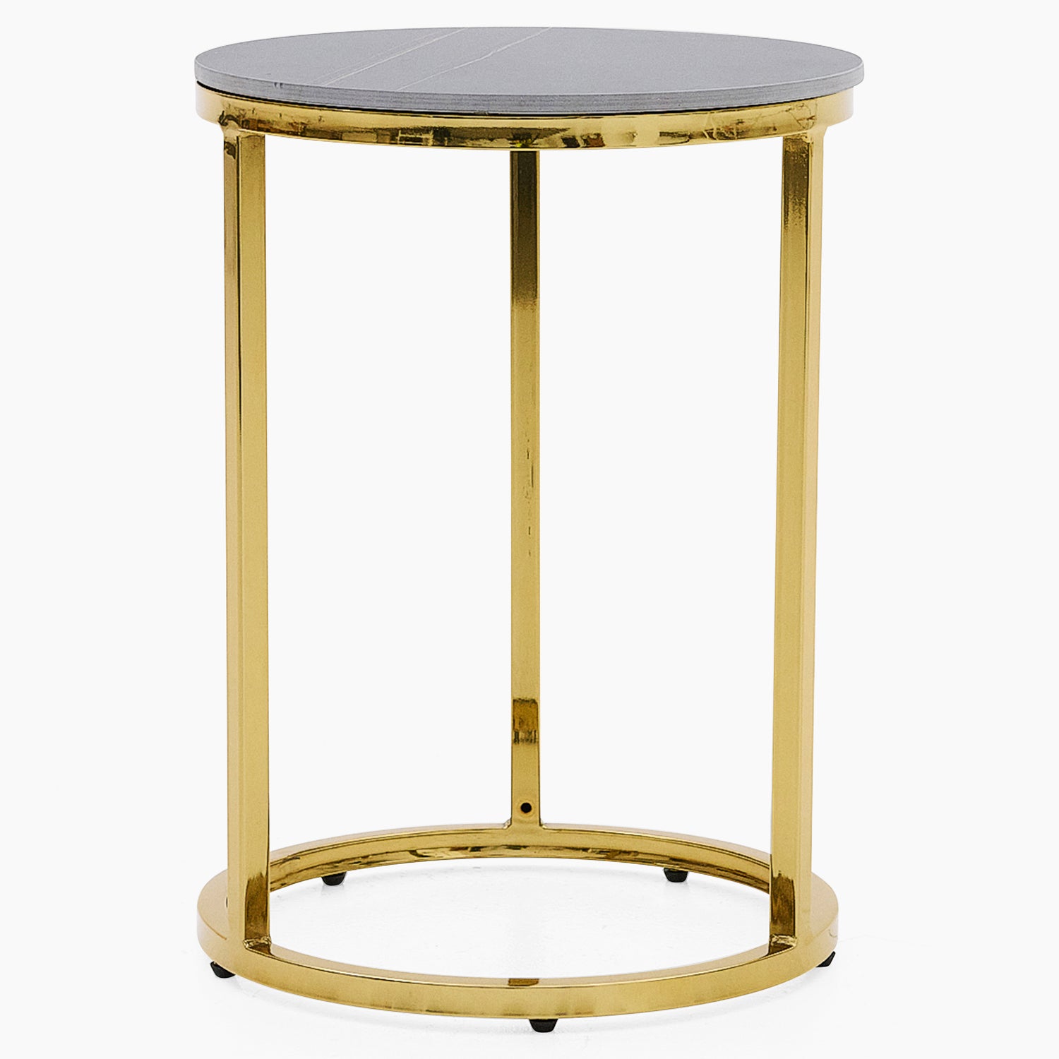 Circo Side Table - Round End Table Black & Gold Ceramic Top/Gold Powder Coat Legs Tables Sterling Home 1