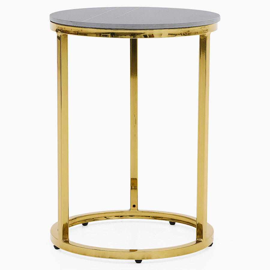 Circo Side Table - Round End Table Black & Gold Ceramic Top/Gold Powder Coat Legs Tables Sterling Home 1